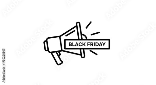 Black Friday Megaphone Announcement Icon - Marketing and Sales Promotion