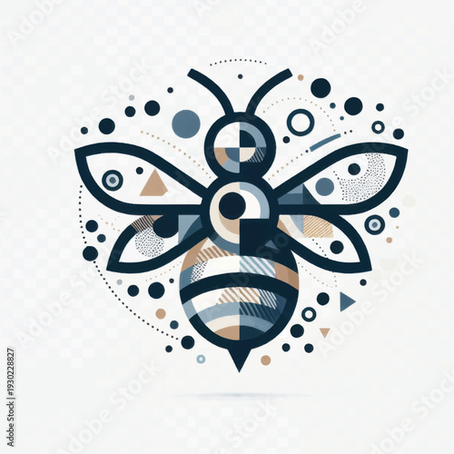 Geometric Bee Illustration with Abstract Shapes.