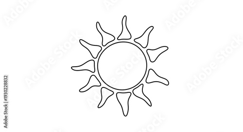 Stylized Sun Icon, Simple Outline, Graphic Element, Weather Symbol, Brightness Concept