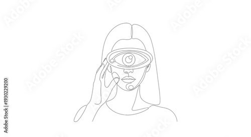Surreal Eye Vision Concept: Woman with Futuristic Goggles and Third Eye