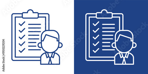 Qualification Blue And White Icon Style Collection