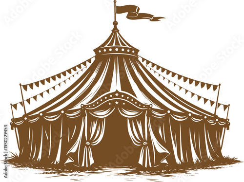Vintage Circus Tent Carnival Festival Vector Illustration.
