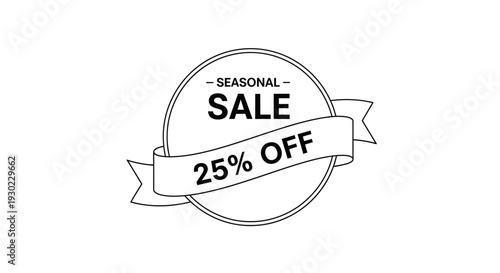 Seasonal Sale 25% Off Badge with Ribbon - Retail Promotion Graphic