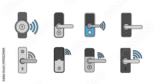 Smart Door Locks Collection: Modern Security & Technology Icons