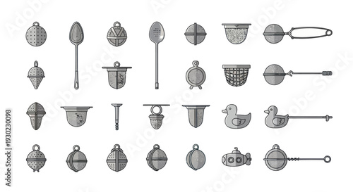 Collection of Vintage Tea Strainers and Infusers - Various Designs