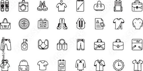Collection of various clothing and personal care icons