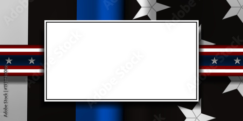 May 2026 is National Police Week. American flag and area for text. Great for posters, banners, social media and more. Dark blue background.