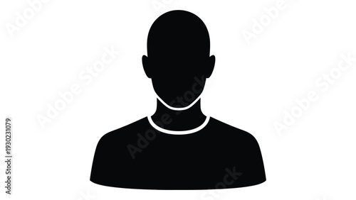 A black silhouette of a person's upper body isolated on white background, Vector