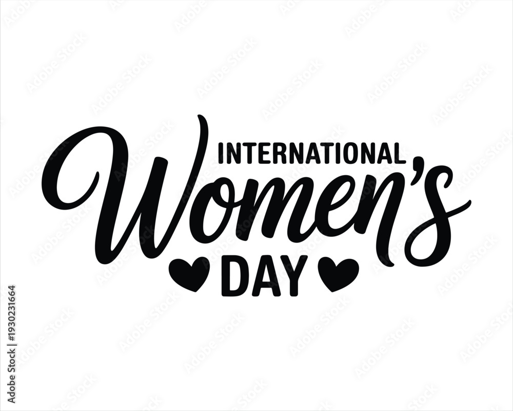 Fototapeta premium International Women's Day Hand drawn modern vector calligraphy in a white background .Happy Women's Day Typography. 