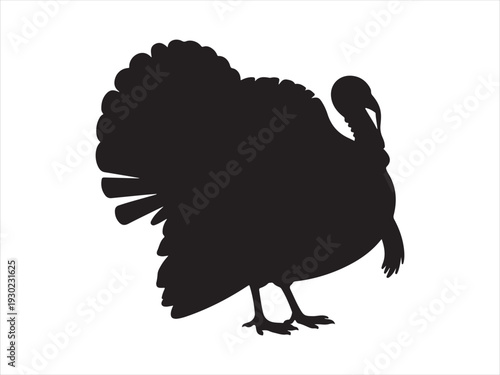 Turkey silhouette, Black silhouette of turkey bird vector in side view, Logo and symbol of a turkey vector