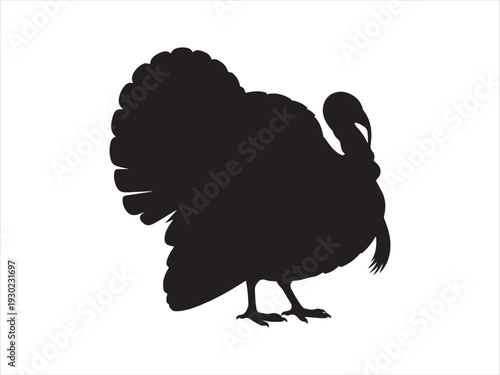 Turkey silhouette, Black silhouette of turkey bird vector in side view, Logo and symbol of a turkey vector
