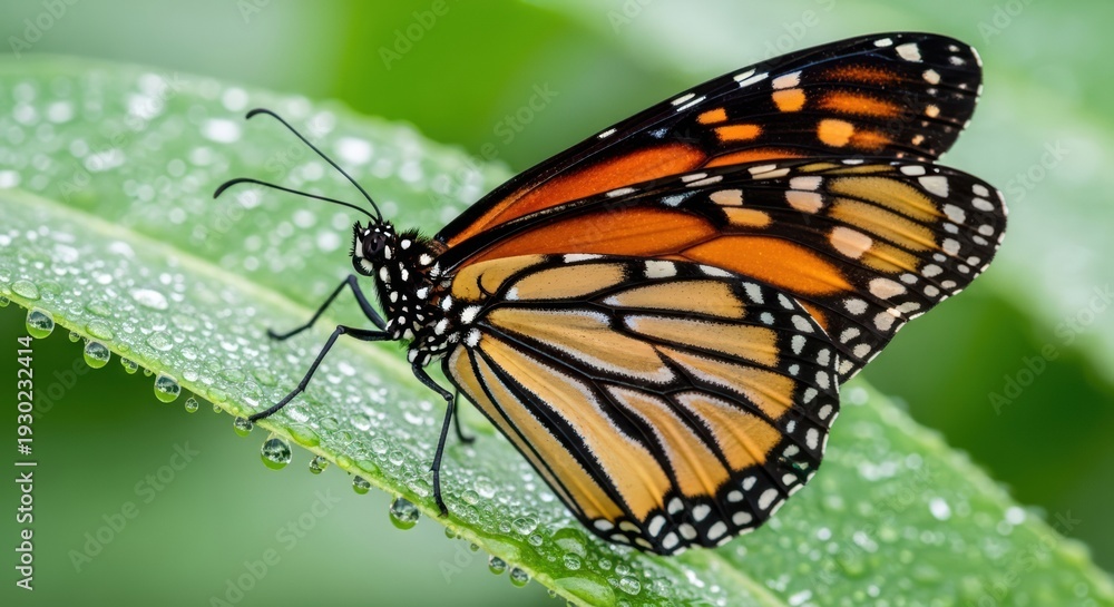 Obraz premium monarch butterfly on leaf