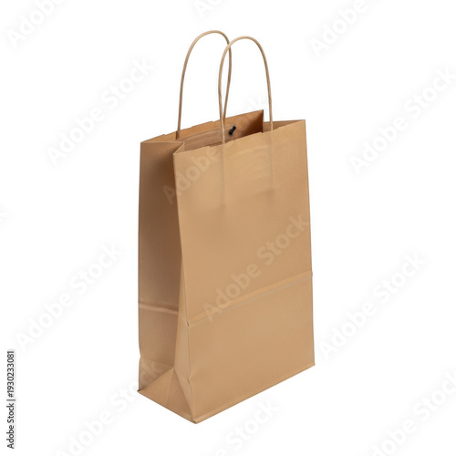Simple brown paper bag isolated on transparent background