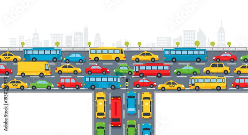 Busy City Road Traffic Scene.