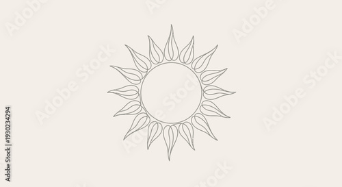 Minimalist Sun Outline Icon, Stylized Solar Symbol, Abstract Celestial Graphic