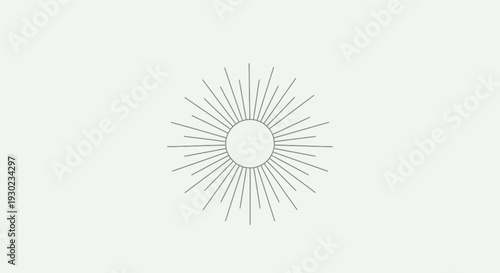Minimalist Sunburst Graphic Icon, Geometric Starburst Emblem, Simple Line Art