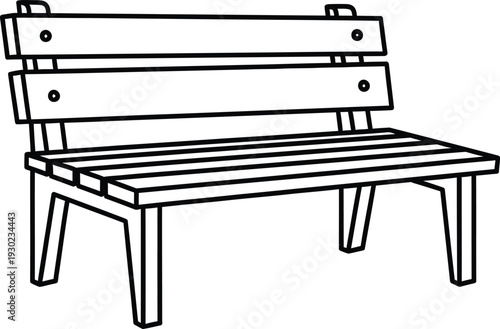 Simple wooden bench with backrest and slatted seat, perfect for outdoor seating.