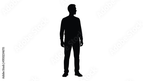 A silhouette of a man standing isolated on white background, Vector