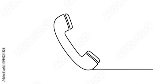Minimalist single line drawing of a classic telephone handset, communication symbol