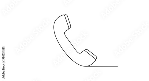 Minimalist single line drawing of a classic telephone handset, communication icon