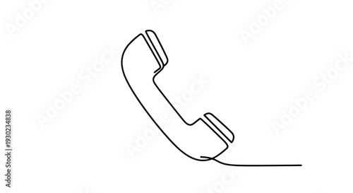 Minimalist single line drawing of a classic telephone handset, communication symbol