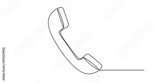 Minimalist single line drawing of a classic telephone handset, communication symbol