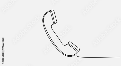Minimalist single line drawing of a classic telephone handset, representing communication and connection.