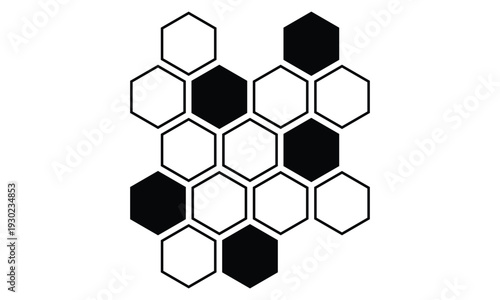 abstract simple black outline honeycomb art.