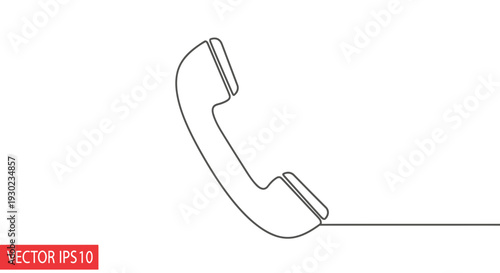 Minimalist single line drawing of a classic telephone handset, representing communication and connection.