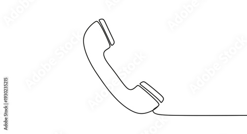 Minimalist single line drawing of a telephone handset, retro communication icon