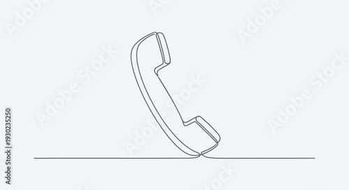 Minimalist single line drawing of a telephone receiver on a simple background
