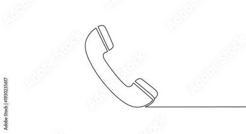 Minimalist Line Art of a Classic Telephone Handset on a White Background