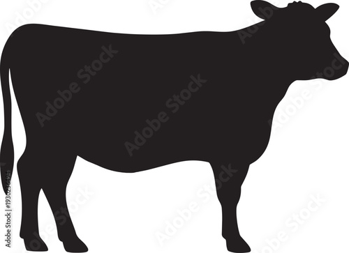 "Cow Silhouette Vector – Black Cattle Outline for Farm Logo, Art, and Design Projects"