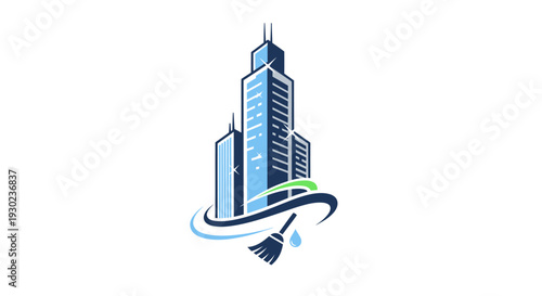 Modern Building Cleaning Service Logo Design.