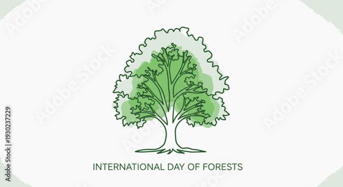 International Day of Forests Tree Illustration - Green Nature Celebration