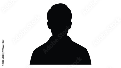 A black silhouette of a man's head and shoulders isolated on white background, Vector