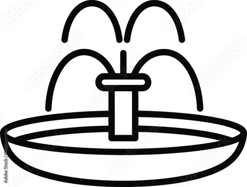 A simple line drawing of a fountain with water flowing from the center.
