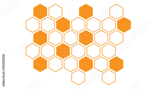 abstract simple orange outline honeycomb design.