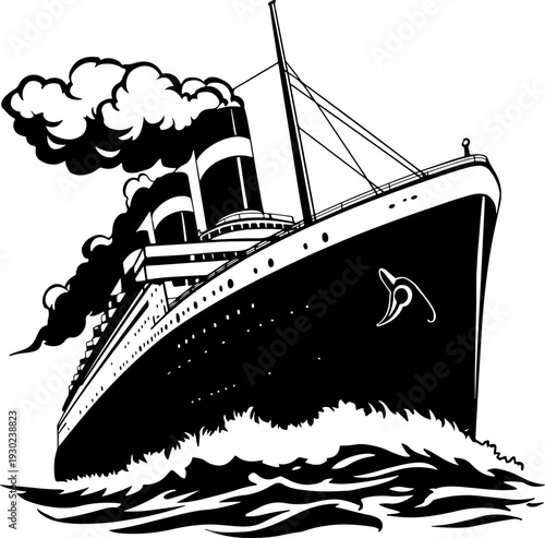 Vintage Style Ocean Liner Illustration