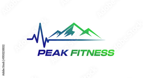 Peak Fitness logo with mountain range and heartbeat line design.