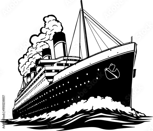 Vintage Style Ocean Liner Illustration