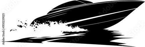 High-Speed Black Speedboat Graphic