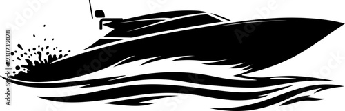 High-Speed Black Speedboat Graphic