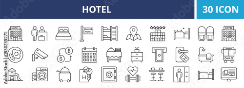 Hotel web banner icon set outline multistyle vector illustrations concept