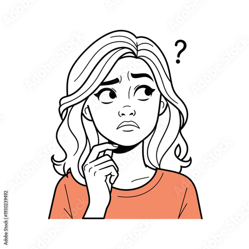 Confused woman with questioning expression.