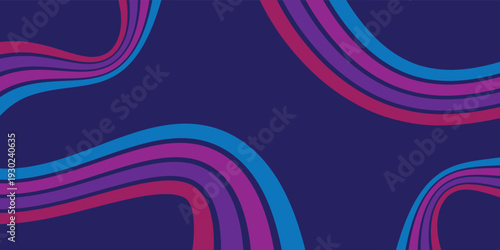 Abstract colorful 70s background vector. Vintage retro wallpaper with rainbow stripes and wavy lines. A 1970 color illustration suitable for posters, banners, decorative items and wall art.