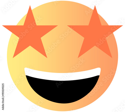 star eyes emoji, smiley face emoticon with starry eyes , grinning emoji with star shaped eyes - Wow emotion - Starry Eyed - Excited emoticon
