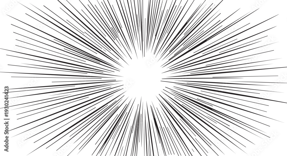 Fototapeta premium Black and white abstract radial burst background with lines radiating from center creating dynamic visual effect