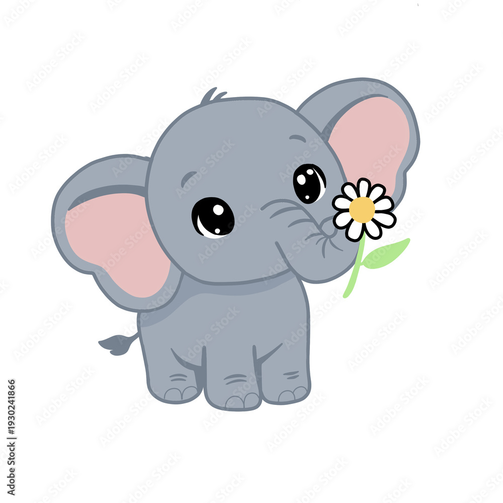 Obraz premium hand drawing of an elephant with a flower in its trunk