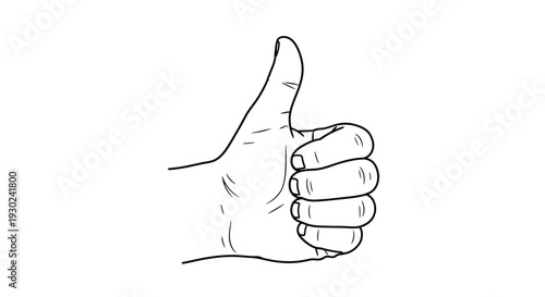 A simple line drawing depicting a hand giving a thumbs up gesture